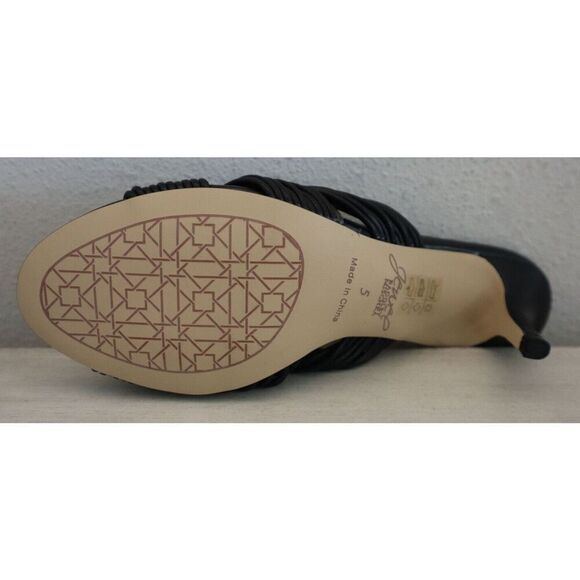 Jewel Badgley Mischka Women's Sz 5 Black Leather Mia Evening Slide Sandals - Picture 4 of 16